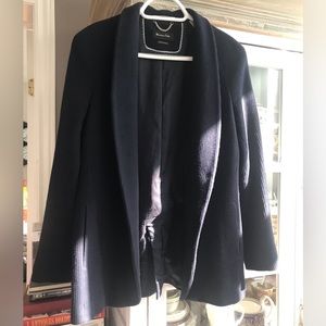 Massimo Dutti Navy Ribbed Cardigan Coat, M